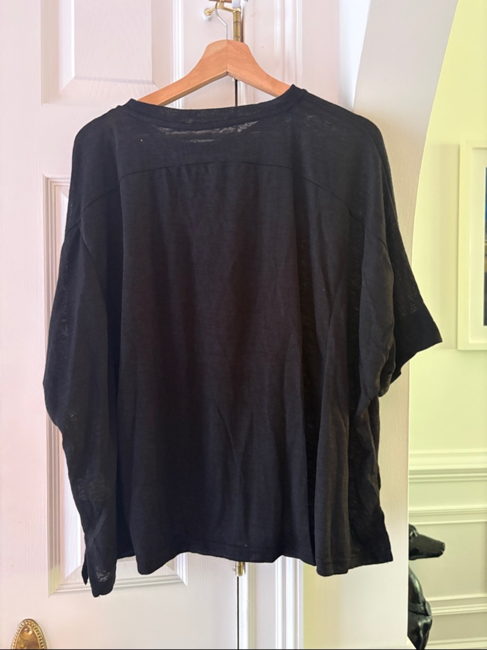 Black Dolman Crewneck T Shirts Casual Solid Loose Oversized Tee Top New M-XL - Picture 7 of 8
